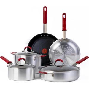 image:imageTFal Professional VX3 Brushed Nonstick with Stainless Steel Handle Cookware Set 8 Piece Oven Broiler Safe 400F Cookware Pots and Pans Restaurant amp Business Grade Certified NSF and CBA Black8 Piece
