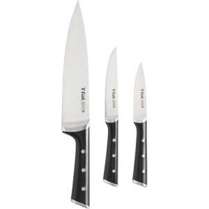 image:imageTfal Ice Force German Stainless Steel Kitchen Knife Set and Wood Block 8 Piece Long Lasting Sharpness High Cutting Precision Superior Durability Ultra Sharp Blades Cookware Kitchen Gadget Black3Piece Knife Set
