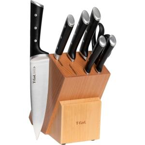 image:imageTfal Ice Force German Stainless Steel Kitchen Knife Set and Wood Block 8 Piece Long Lasting Sharpness High Cutting Precision Superior Durability Ultra Sharp Blades Cookware Kitchen Gadget Black8Piece Knife Block Set