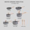image:imageTfal Ingenio Essentials Cookware Set with DetachableRemovable Handle 11 Piece Granite Titanium Non Stick Oven Broiler Safe 500F Stackable Pots and Pans Set Frying Pans Dishwasher Safe Beige12Piece