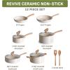 image:imageTfal Ingenio Essentials Cookware Set with DetachableRemovable Handle 11 Piece Granite Titanium Non Stick Oven Broiler Safe 500F Stackable Pots and Pans Set Frying Pans Dishwasher Safe Beige12Piece