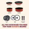 image:imageTfal Ingenio Expertise Non Stick Cookware Set 14 Piece Induction Oven Broiler Safe 500F DetachableRemovable Handle Kitchen Pots and Pans RV Camping Fry Pans Saucepans Dishwasher Safe BlueRed