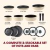 image:imageTfal Ingenio Expertise Non Stick Cookware Set 14 Piece Induction Oven Broiler Safe 500F DetachableRemovable Handle Kitchen Pots and Pans RV Camping Fry Pans Saucepans Dishwasher Safe BlueBeige