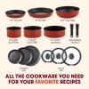 image:imageTfal Ingenio Expertise Non Stick Cookware Set 14 Piece Induction Oven Broiler Safe 500F DetachableRemovable Handle Kitchen Pots and Pans RV Camping Fry Pans Saucepans Dishwasher Safe BlueRed