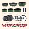 image:imageTfal Ingenio Expertise Non Stick Cookware Set 14 Piece Induction Oven Broiler Safe 500F DetachableRemovable Handle Kitchen Pots and Pans RV Camping Fry Pans Saucepans Dishwasher Safe BlueGreen