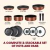 image:imageTfal Ingenio Expertise Non Stick Cookware Set 14 Piece Induction Oven Broiler Safe 500F DetachableRemovable Handle Kitchen Pots and Pans RV Camping Fry Pans Saucepans Dishwasher Safe BlueCopper