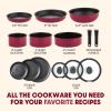 image:imageTfal Ingenio Expertise Non Stick Cookware Set 14 Piece Induction Oven Broiler Safe 500F DetachableRemovable Handle Kitchen Pots and Pans RV Camping Fry Pans Saucepans Dishwasher Safe BluePink