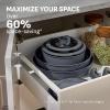 image:imageTfal Ingenio Expertise Non Stick Cookware Set 14 Piece Induction Oven Broiler Safe 500F DetachableRemovable Handle Kitchen Pots and Pans RV Camping Fry Pans Saucepans Dishwasher Safe BlueGray