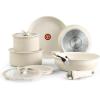 image:imageTfal Ingenio Expertise Non Stick Cookware Set 14 Piece Induction Oven Broiler Safe 500F DetachableRemovable Handle Kitchen Pots and Pans RV Camping Fry Pans Saucepans Dishwasher Safe BlueBeige