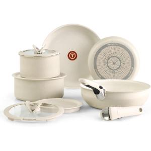 image:imageTfal Ingenio Essentials Cookware Set with DetachableRemovable Handle 11 Piece Granite Titanium Non Stick Oven Broiler Safe 500F Stackable Pots and Pans Set Frying Pans Dishwasher Safe Beige11Piece