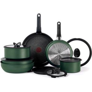 image:imageTfal Ingenio Expertise Non Stick Cookware Set 14 Piece Induction Oven Broiler Safe 500F DetachableRemovable Handle Kitchen Pots and Pans RV Camping Fry Pans Saucepans Dishwasher Safe BlueGreen