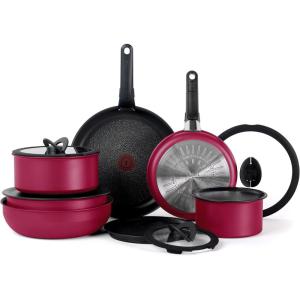 image:imageTfal Ingenio Expertise Non Stick Cookware Set 14 Piece Induction Oven Broiler Safe 500F DetachableRemovable Handle Kitchen Pots and Pans RV Camping Fry Pans Saucepans Dishwasher Safe BluePink