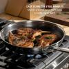 image:imageTFal HybridMesh TriPly Stainless Steel 6 Quart Shallow Pan With Lid Induction Oven Safe 500F Metal Utensil Safe Ideal For Searing Cookware Dishwasher Safe Needs PreHeating SilverBlack8Inch Fry Pan