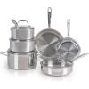 image:imageTFal Pro TriPly Stainless Steel Large Dutch Oven Pot with Lid 6 Quart Induction Pot Oven Safe 500F Lid 350F Fast amp Even Heat Professional Quality amp Durability SilverTriply Stainless Steel