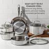 image:imageTFal Pro TriPly Stainless Steel Large Dutch Oven Pot with Lid 6 Quart Induction Pot Oven Safe 500F Lid 350F Fast amp Even Heat Professional Quality amp Durability SilverSaut Pan