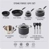 image:imageTFal Stone Force Platinum Non Stick Fry Pan Set 2 Piece 8 inch and 105 inch Oven Broiler Safe 400F Cooking Frying Pans Kitchen Skillets Pots and Pans Set Nonstick Dishwasher Safe Black12Piece Set