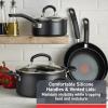 image:imageTfal Advanced Nonstick Cookware Set 12 Piece Oven Broiler Safe 350F Kitchen Cooking Set WFry Pans Saucepans Deep Saute Dutch Oven amp Kitchen Utensils Pots and Pans Dishwasher Safe BlackNonStick