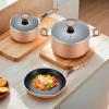 image:imageTfal B039SE64 B039SE Excite ProGlide Nonstick ThermoSpot Heat Indicator Dishwasher Oven Safe Cookware Set 14Piece Red 23 RioBronze