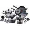 image:imageTfal Initiatives Nonstick Cookware Set 18 Piece Oven Broiler Safe 350F Kitchen Cooking Set wFry Pans Saucepans Saute Pan Dutch Oven Griddle Pots and Pans Home Dishwasher Safe RedBlack