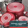 image:imageTfal Initiatives Nonstick Cookware Set 18 Piece Oven Broiler Safe 350F Kitchen Cooking Set wFry Pans Saucepans Saute Pan Dutch Oven Griddle Pots and Pans Home Dishwasher Safe RedRed