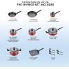 image:imageTfal Initiatives Nonstick Cookware Set 18 Piece Oven Broiler Safe 350F Kitchen Cooking Set wFry Pans Saucepans Saute Pan Dutch Oven Griddle Pots and Pans Home Dishwasher Safe RedRed