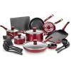 image:imageTfal Initiatives Nonstick Cookware Set 18 Piece Oven Broiler Safe 350F Kitchen Cooking Set wFry Pans Saucepans Saute Pan Dutch Oven Griddle Pots and Pans Home Dishwasher Safe RedRed