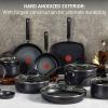 image:imageTfal Ultimate Hard Anodized Nonstick Pots and Pans Set 14 Piece Oven Broiler Safe 400F Kitchen Cooking Set wFry Pans Saucepans Griddle Dutch Oven Dishwasher Safe Cookware BlackBlack