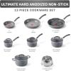 image:imageTfal Ultimate Hard Anodized Nonstick Pots and Pans Set 14 Piece Oven Broiler Safe 400F Kitchen Cooking Set wFry Pans Saucepans Griddle Dutch Oven Dishwasher Safe Cookware BlackGray
