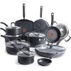 image:imageTfal Ultimate Hard Anodized Nonstick Pots and Pans Set 14 Piece Oven Broiler Safe 400F Kitchen Cooking Set wFry Pans Saucepans Griddle Dutch Oven Dishwasher Safe Cookware BlackBlack
