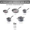 image:imageTfal Ultimate Hard Anodized Nonstick Pots and Pans Set 14 Piece Oven Broiler Safe 400F Kitchen Cooking Set wFry Pans Saucepans Griddle Dutch Oven Dishwasher Safe Cookware BlackGray