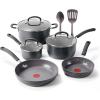 image:imageTfal Ultimate Hard Anodized Nonstick Pots and Pans Set 14 Piece Oven Broiler Safe 400F Kitchen Cooking Set wFry Pans Saucepans Griddle Dutch Oven Dishwasher Safe Cookware BlackGray
