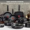 image:imageTfal Ultimate Hard Anodized Nonstick Pots and Pans Set 14 Piece Oven Broiler Safe 400F Kitchen Cooking Set wFry Pans Saucepans Griddle Dutch Oven Dishwasher Safe Cookware BlackBlack