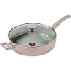 image:imageTFal Specialty Nonstick Saute Pan with Glass Lid 5 Quart Oven Broiler Safe 350F Cookware Deep Frying Pan with Handle Skillet Kitchen Pots and Pans Dishwasher Safe BlackPink