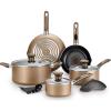 image:imageTfal B039SE64 B039SE Excite ProGlide Nonstick ThermoSpot Heat Indicator Dishwasher Oven Safe Cookware Set 14Piece Red 23 RioBronze