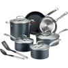image:imageTfal Platinum Non Stick Cookware Set 12 Piece Induction Oven Broiler Safe 500F Kitchen Cooking Set WFry Pans Saucepans Saute Pan Dutch Oven Utensils Pots and Pans Dishwasher Safe SlatePlatinum Nonstick