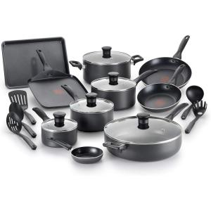 image:imageTFal Everything in Kitchen Total Nonstick Diswasher Safe Pots and Pans Cookware Set 20PC BlackBlack