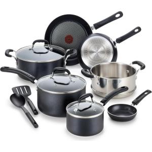image:imageTFal Experience Non Stick Fry Pan wLid 10 Inch Induction Oven Broiler Safe 400F Compatible with All Cooktops Cookware Deep Frying Pan Cooking Skillet Pots and Pans Dishwasher Safe Black12Piece
