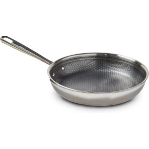image:imageTFal HybridMesh TriPly Stainless Steel 6 Quart Shallow Pan With Lid Induction Oven Safe 500F Metal Utensil Safe Ideal For Searing Cookware Dishwasher Safe Needs PreHeating SilverBlack1025Inch Fry Pan