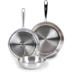 image:imageTFal Pro TriPly Stainless Steel Large Dutch Oven Pot with Lid 6 Quart Induction Pot Oven Safe 500F Lid 350F Fast amp Even Heat Professional Quality amp Durability SilverTriply Stainless Steel