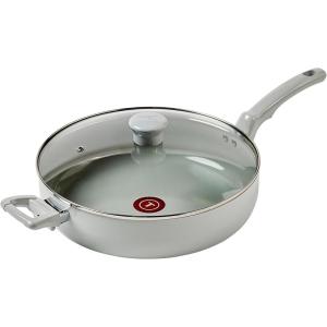 image:imageTFal Specialty Nonstick Saute Pan with Glass Lid 5 Quart Oven Broiler Safe 350F Cookware Deep Frying Pan with Handle Skillet Kitchen Pots and Pans Dishwasher Safe BlackGray