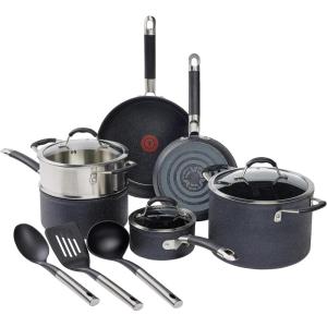 image:imageTFal Stone Force Platinum Non Stick Fry Pan Set 2 Piece 8 inch and 105 inch Oven Broiler Safe 400F Cooking Frying Pans Kitchen Skillets Pots and Pans Set Nonstick Dishwasher Safe Black12Piece Set