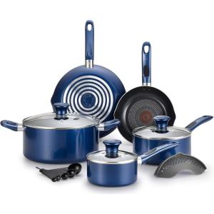 image:imageTfal B039SE64 B039SE Excite ProGlide Nonstick ThermoSpot Heat Indicator Dishwasher Oven Safe Cookware Set 14Piece Red 23 RioBlue