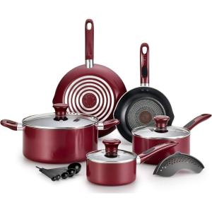 image:imageTfal B039SE64 B039SE Excite ProGlide Nonstick ThermoSpot Heat Indicator Dishwasher Oven Safe Cookware Set 14Piece Red 23 RioRed