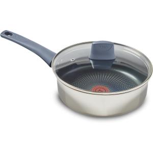 image:imageTfal Essentials Stainless Steel Cookware Set 2Piece 8 and 105 Induction Compatible Oven Safe 350F Pots and Pans Set Cooking Skillets Cookware Kitchen Frying Pans SilverBlueSaute Pan w Nonstick Coating