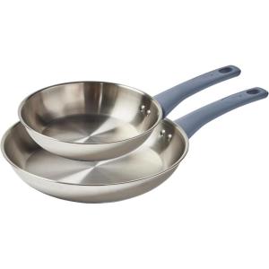 image:imageTfal Essentials Stainless Steel Cookware Set 2Piece 8 and 105 Induction Compatible Oven Safe 350F Pots and Pans Set Cooking Skillets Cookware Kitchen Frying Pans SilverBlue2Piece Set