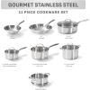 image:imageTFal Gourmet Stainless Steel Fry Pan 125 Inch Induction Compatible Skillet Pan Fast and Even Heating Oven Safe to 500F Professional Grade Cookware for Home ChefsStainless Steel