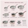 image:imageTFal Refresh Ceramic Nonstick Cookware Set 20Piece Oven Safe to 350F Stockpot Ceramic Pots and Pans Set Frying Pans Griddle Utensils Mint GreenDusty Rose