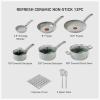 image:imageTFal Refresh Ceramic Nonstick Cookware Set 20Piece Oven Safe to 350F Stockpot Ceramic Pots and Pans Set Frying Pans Griddle Utensils Mint GreenMoon Grey