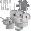 image:imageTFal Refresh Ceramic Nonstick Cookware Set 20Piece Oven Safe to 350F Stockpot Ceramic Pots and Pans Set Frying Pans Griddle Utensils Mint GreenMoon Grey