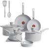 image:imageTFal Refresh Ceramic Nonstick Cookware Set 20Piece Oven Safe to 350F Stockpot Ceramic Pots and Pans Set Frying Pans Griddle Utensils Mint GreenMoon Grey